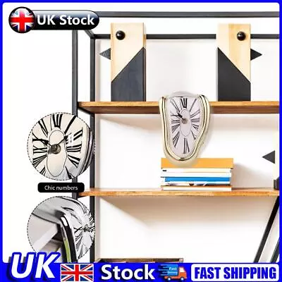 Melting Clock Deformation Clock Roman Number Gifts For Art Lovers (Gold) UK • £9.39