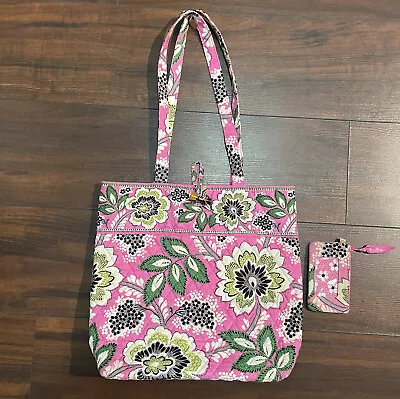 Vera Bradley Large Vera Shoulder Tote And Matching Wallet Priscilla Pink Pattern • $18