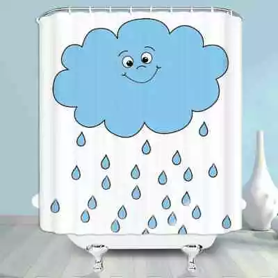 Blue Drop Shower Curtain Modern Family Bathroom Bath Decor • $19.99
