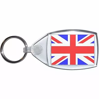 Union Jack UK Flag - Clear Plastic Key Ring Size Choice New • £3.49