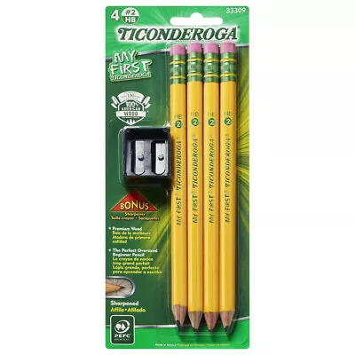 TICONDEROGA My First Pencils Wood-Cased #2 HB Soft Pre-Sharpened W/ Sharpener • $6.99