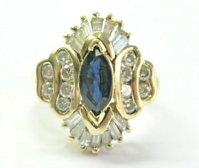 Blue Sapphire & Diamond Ring 14Kt Yellow Gold 2.10Ct • $1350