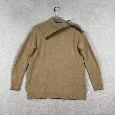 Ralph Lauren Sweater Mens Size S Merino Wool Turtleneck Leather Buttons Brown • $23.88