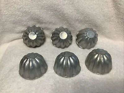 Vintage Set Of 6 Jello Molds Aluminum Mini Small Cake Molds Tart Baking Pans • $12.95