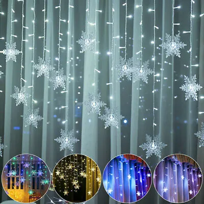 £11.99 • Buy LED Snowflake Fairy String Lights Curtain Window Christmas Party Wedding Decor 