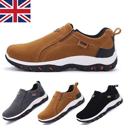 Mens Slip On Sport Shoes Outdoor Loafers Casual Walking Sneakers Hiking Trainers • £14.99