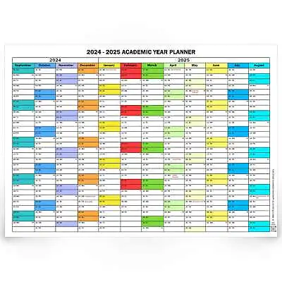 2024 - 2025 Academic Mid Year Student Wall Planner Holidays School A4 A3 A2 A1 • £6.99
