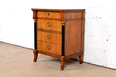 Baker Furniture Cherry Wood And Parcel Ebonized Bachelor Chest Or Nightstand • $1595