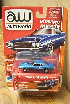 Auto World 2019 Vintage Muscle 1970 Dodge Challenger R/T #AW64202 Bright Blue • $32.95