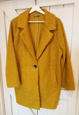 Nutmeg Ladies Mustard Unlined Teddy Coat /Jacket-Size 14 • £10