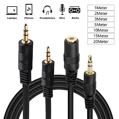 3.5mm Audio Jack Male Female Cable Lead Cord Extension Socket Plug Stereo Lot • £3.29