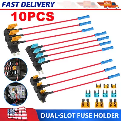 10pc 12V Car Add-a-Circuit Fuse Adapter W/ Standard & Mini Tap Blade Fuse Holder • $10.48