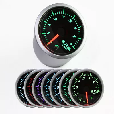 2  52mm 7 Color LED Car 0-8000 RPM Tachometer Tacho Gauge Meter 12V Universal C7 • $23.34