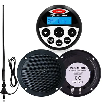 Boat FM AM Radio Bluetooth Stereo System + Marine Waterproof Speakers For Yacht • $89.99