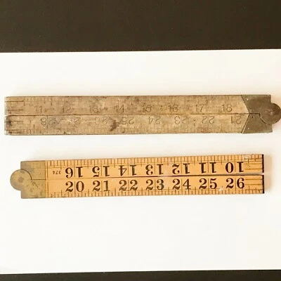 $18.79 • Buy Vintage Wooden Hinge Rule X 2 Rulers Joiner Carpenter Tool Lucas & Rabone