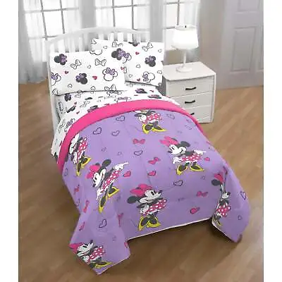 Disney Minnie Mouse Purple Love 4 Piece Twin Bed Set - Full • $109.94