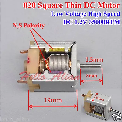 DC1.2V 35000RPM High Speed Mini 18mm 020 Square Bare Motor For Hobby Toy RC Car • $1.20