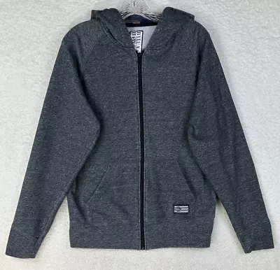 Billabong Jacket Mens Medium Gray Black Plaid Full Zip Hooded Sweatshirt Pockets • $21.95