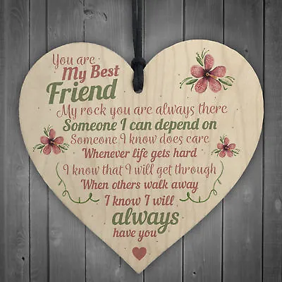 £3.59 • Buy Best Friend Friends Plaque Wooden Heart Birthday Thank You Mum Daughter Nan Gift