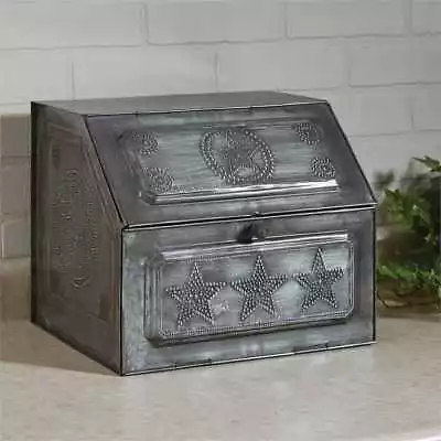 Galvanized Tin Punched Star Bread Box By Park Designs • $164.95