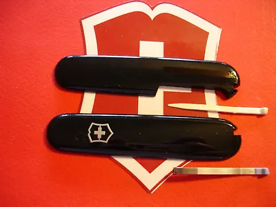 NEW GENUINE VICTORINOX 91mm BLACK SWISS ARMY KNIFE SCALES +TOOTHPICK & TWEEZER • $17.77