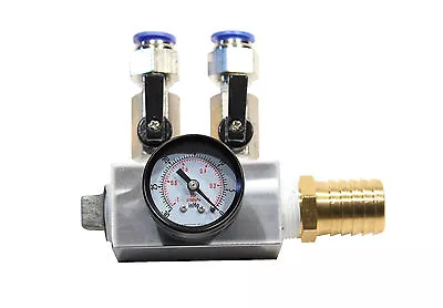 Manifold Vacuum Clamping 2 Port W/ Valves Push Fittings Vacuum Gauge USA Made! • $84.25