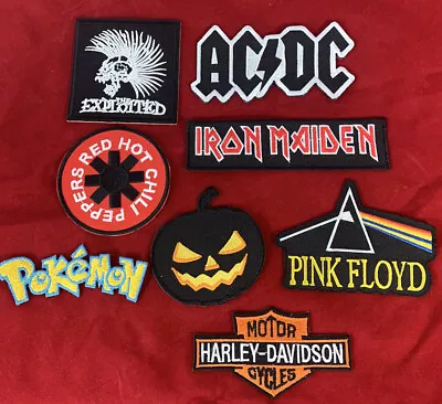 Lot Of 8 Iron On Battle Jacket Patches 5 Metal/Rock Bands Plus 3 Randoms See Pic • $15.99