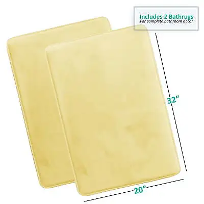 Set Of 2 Absorbent Memory Foam Bath Mat Bathroom Rugs 20x32 Inch Bath Rugs • $25.11