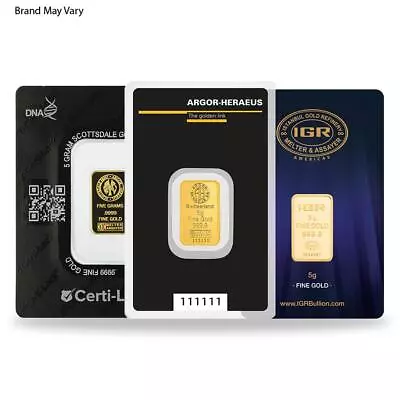 5 Gram Random Brand Gold Bar .999+ Fine (In Assay) • $397.62