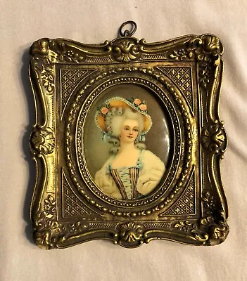 VTG Miniature French Portrait Madame De Dugazon Celluloid Gold Frame 5.5  • $44.99