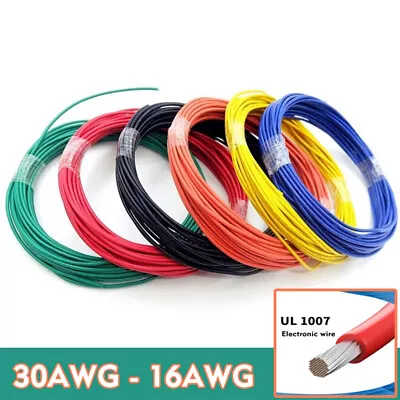 30AWG-16 AWG Gauge UL1007 Stranded Hook Up Wire Eco-Friendly Cable 12 Color 300V • £1.50