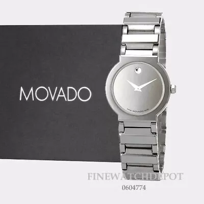 Authentic Movado Ladies Valor Tungsten Carbide Silver Tone Dial Watch 0604774 • $2295