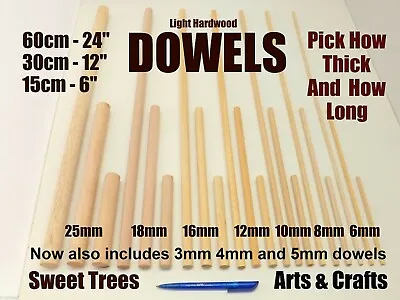 QUALITY WOODEN DOWELS 15cm 30cm Or 60cm Craft Pole Stick Sweet Tree * FREE POST! • £2.99