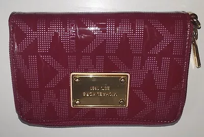 Michael Kors Women's Small Zip Around Wallet Small Burgundy Patent Leather  • $19.98