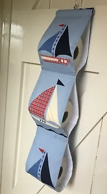 Handmade Toilet Roll Holder Laura Ashley Nautical Fabric Boats Design - 3 Rolls • £14.50