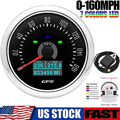 85mm Black GPS Speedometer 160MPH Gauge Waterproof For Marine Boat Car Truck ATV • $51.23