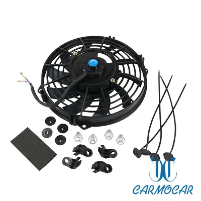 9 Inch 12V Universal Slim Fan Push/Pull Electric Radiator Cooling Engine Kit 80W • $25.97