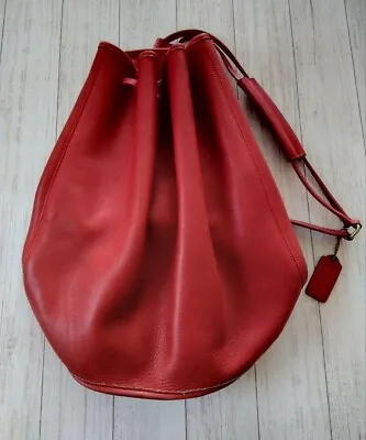 Rare Vintage Coach Bixby Bag Large Sling Shoulder Travel Weekender Bag 9929 Red • $444.50