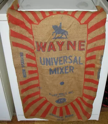  Vintage Advertising Burlap Potato Bag Sack WAYNES UNIVERSAL MIXER 100#  NICE • $10