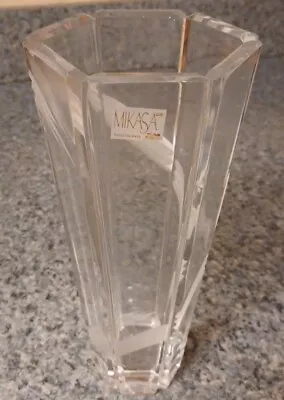 Vintage Mikasa Tall Heavy Grooved Crystal Vase Yugoslavia  • $15