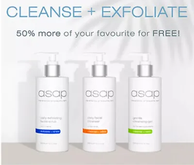 ASAP Cleansing Trio Daily Cleanser Gentle Cleansing Gel Exfoliating Facial Scrub • $149.90