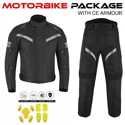 Motorcycle Racing Suit Cordura Waterproof Motorbike Jacket Trouser CE Armoured • $125.34