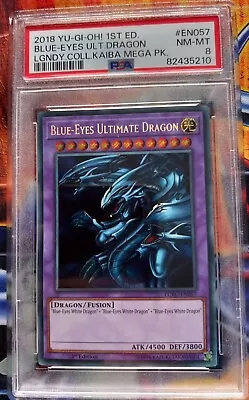 PSA 8 LCKC-EN057 Blue-Eyes Ultimate Dragon 1st Edition Secret Rare YU-GI-OH  • £44.99