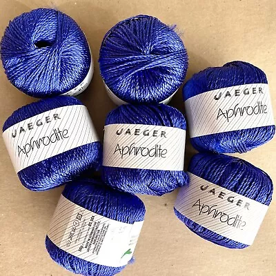 7 Skeins Jaeger Aphrodite Viscose Yarn Royal Blue Sheen Germany Made • $15.99