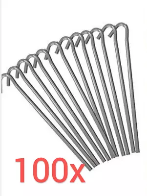 100 X Heavy Duty Tent Pegs Galvanised Steel  Metal Camping Ground Sheet Anchor • £10.99