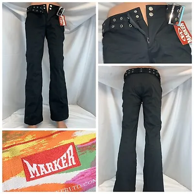 Marker Ski Pants Sz 6 Black Poly Lined Belt 33” Inseam NWT YGI RE1728 • $56.24