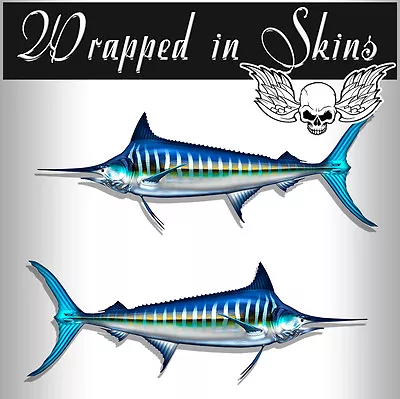 Striped Marlin Fish Stickers Vinyl Fishing Decals  AFP-0074 • $3.14