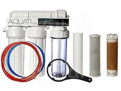 £90.90 • Buy Aquatic 4 Stage Reverse Osmosis System RO DI Deionization Resin Filter 100GPD 