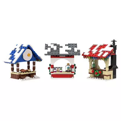 3-in-1 Winter Village Market Stalls Model Building Kit 314 Pieces MOC Build • £24.23