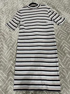 Silver White Navy Pink Stripes Dress Mango Suit Women’s XL • £4.99